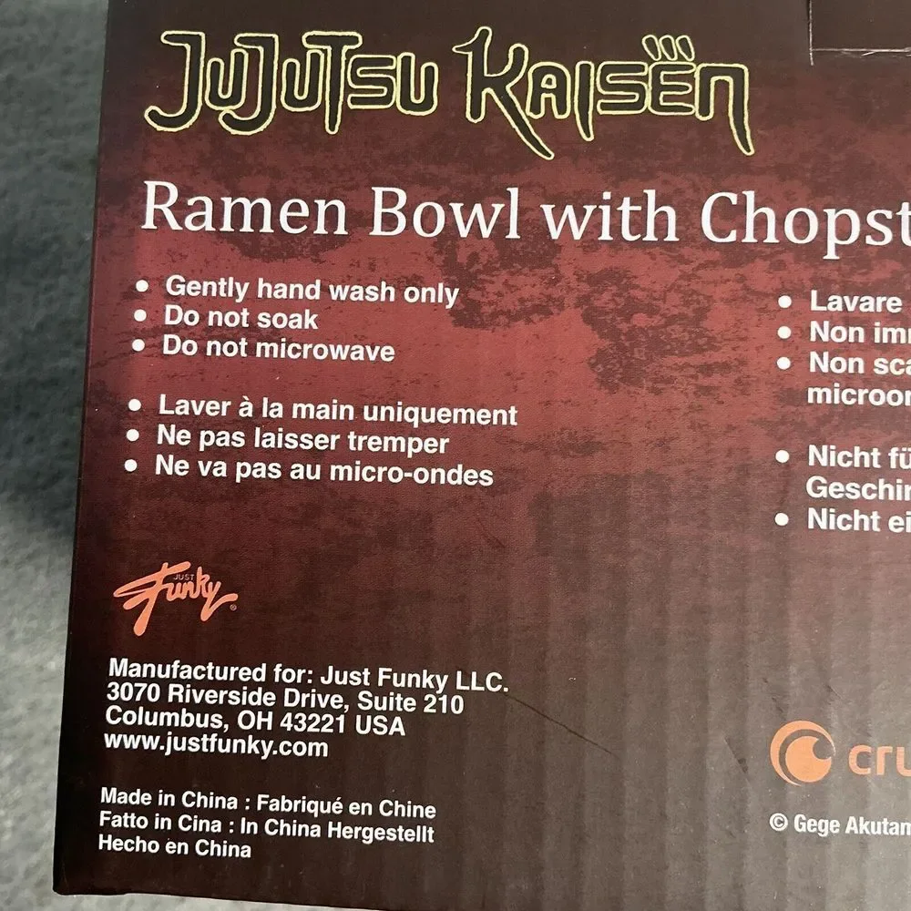 Funky Jujutsu Kaisen‎ Ramen Bowl With Chopsticks 14oz New